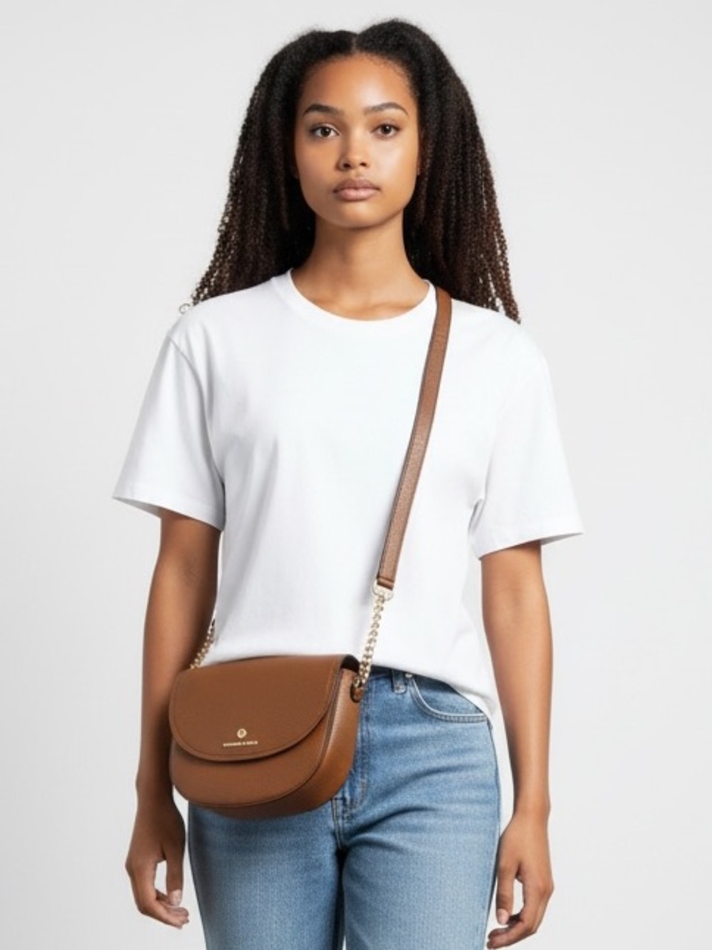 Michael Kors Jet Set Half Dome Leather Crossbody